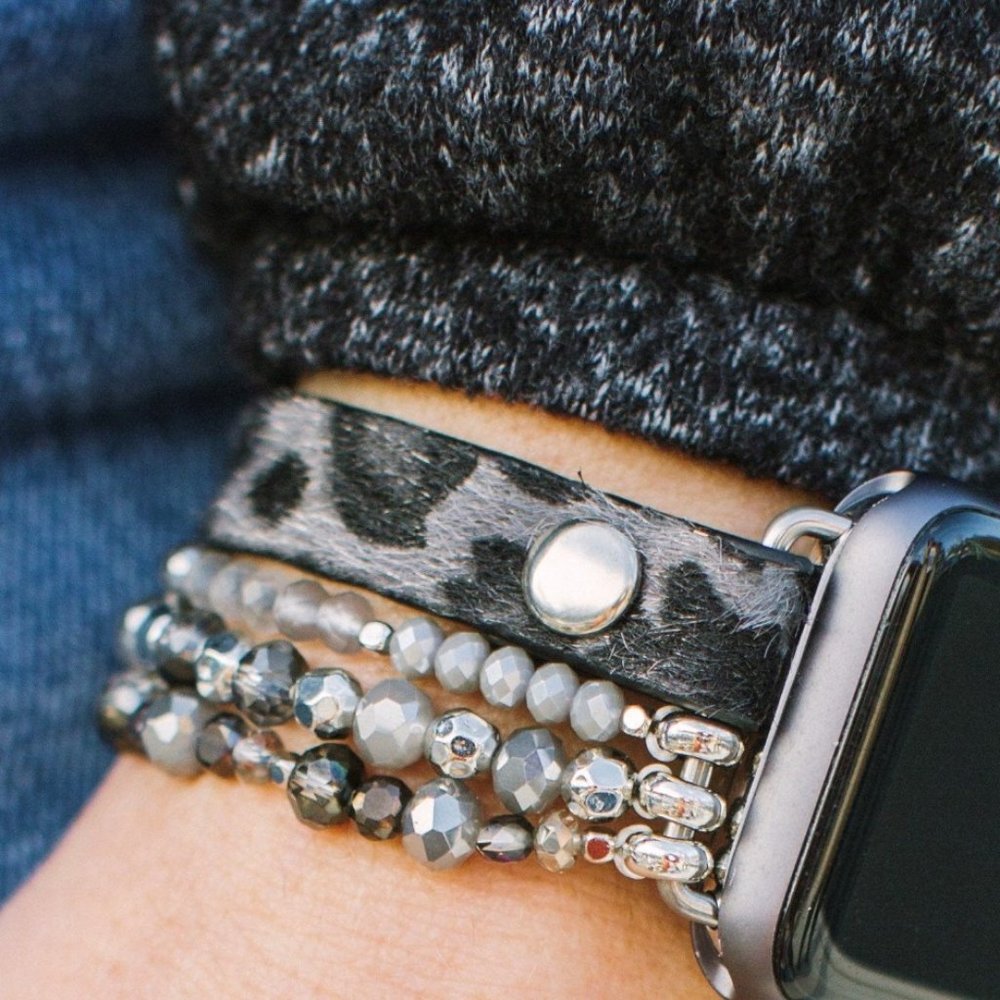 Leopard Beaded Apple Watch Band